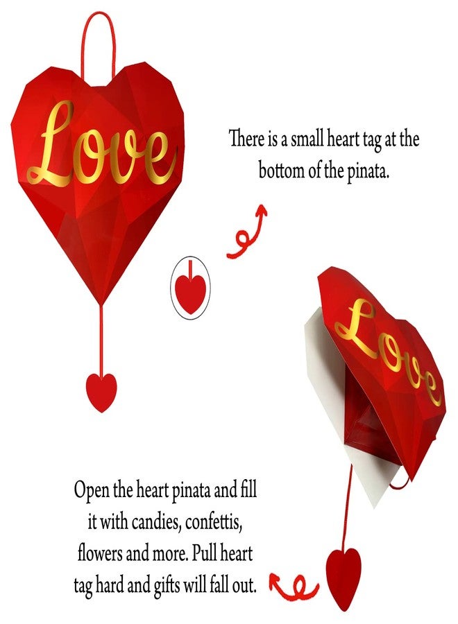 AMFIN® Red Heart Pinata, 24 Inch, Valentine's Day, Wedding, Anniversary, Engagement, Bridal Shower, Baby Festival - Image 4